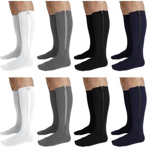 5 Pairs Men Zipper Compression Socks with Zipper 20-30mmhg Colorful Men Women Compression Stockings for Edema Swelling
