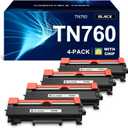 TN760 Compatible Toner Cartridge Replacement for Brother TN760 TN730 for Brother Printer HL-L2350DW L2370DW L2390DW HL-L2395DW MFC-L2690DW MFC-L2710DW MFC-L2717DW MFC-L2750DW (Black, 4-Pack)