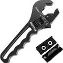 AN Fittings Wrench 3AN-16AN Hose Fittings Adjustable Wrench For An Hose End Fittings Adapter Lightweight Aluminum Black (With 4" Vise Jaws Pads) (Large)