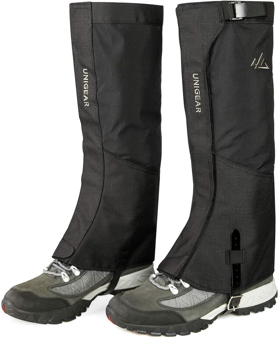Unigear Snow Leg Gaiters, 1000D Fabric Waterproof Boot Gaiters for Hiking Walking Climbing Hunting Skiing (XX-Large, black)