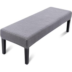 Liykimt Stretch Dining Bench Cover,Bench Slipcover Jacquard Anti-Dust Removable Washable Upholstered Rectangle Bench Seat Protector Cover for Ding Room,Living Room,Bedroom, Kitchen (Gray)