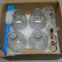 7oz Glass Coffee Syrup Dispenser, 4-Pack Complete Set with Funnel, Brush, Stoppers & Accessories - Syrup Bottles for Coffee Bar with Metal Pour Spout, Ideal for Maple,Oil, Vinegar,Cooking wine