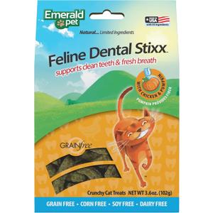 Emerald Pet Grain-Free Chicken Cat Dental Treats  Crunchy Dental Sticks for Cats to Clean Teeth, Reduce Plaque & Tartar, Freshen Breath  Pumpkin for Digestive Health, Natural Cat Chews, 3.6 oz (EXP 01/23/28)
