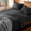 LBRO2M 100% Cotton Sheets Set Deep Pocket 19", 1000 Thread Count Queen Size 4 Piece Bed Sheet Sets Soft Comfortable Bedding All Season (Queen, Black)