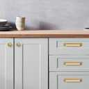 Khtumeware 6 Pack 1-1/4 inch Brushed Brass Cabinet Knobs - Brushed Gold Drawer Pulls for Kitchen & Dresser Drawers