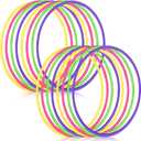 Sratte 12 Pcs Toy Hoop for Kid Detachable Adjustable Toy Hoop Colored Hoop Exercise Ring Plastic Circle for Kid Teen Gymnastics Dog Agility Equipment, Require Self Assembly(Simple Colors, 24 Inch)