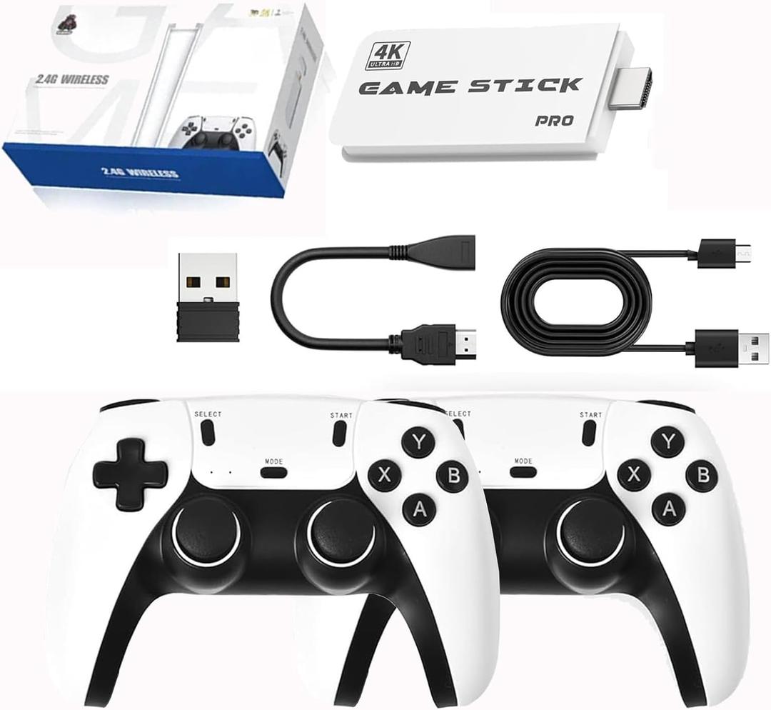 Retro Gaming Stick Pro with 40,000+ Classic Games & 23 Built-in Emulators, Plug & Play HDMI Game Console for HD TV, Includes Dual 2.4G Wireless Controllers(2026 Upgrade)(128 G)