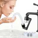 Water Filter for Sink Faucet Extender Aerator,Brass 1080°Rotatable Faucet Aerator,2 Modes Spray Attachment for kitchen/Bathroom,9pcs Cartridges Reduce Chlorine Matte Black