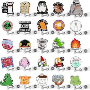 SOWPOPY 25 Pcs Funny Badge Reel Bulk Pack, Cute Nurse Badge Reel with Retractable Clip Decorative Name ID Work Badge Holder for CNA RN LPN MA Medical Healthcare Student Teacher Nursing Week Gifts