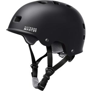 OutdoorMaster Skateboard Cycling Helmet - Two Removable Liners Ventilation Multi-Sport Scooter Roller Skate Inline Skating Rollerblading for Kids, Youth & Adults (X-Small, Black)