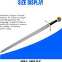 SZCO 37" Knights Templar Sword Medieval Crusader Decorative Knight Sword with Black Leather Wrapped Handle & Matching Leather Scabbard for Adults, Cosplay & Display