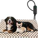 MIXJOY Heated Dog Bed, Waterproof Electric Dog Cat Heating Pad with Timer, Temperature Adjustable Heated Cat Bed for Winter, Auto Power-Off, Anti-bite Heating Pad for Dogs Cats-47''x28'', XLarge (Brown)