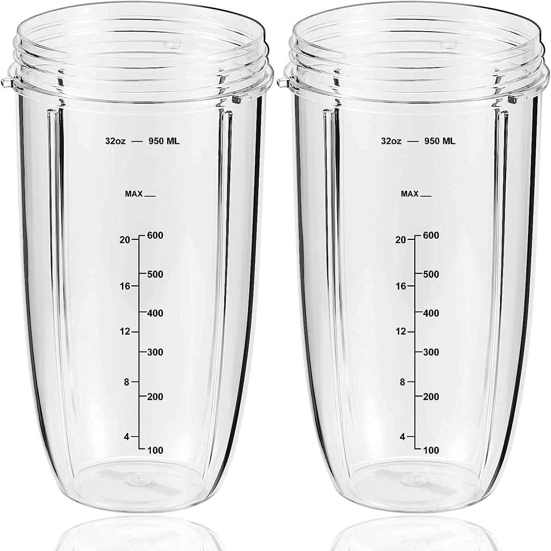 Replacement Parts 32oz Blender Cups (2 Packs) Replacement Blender Cups Compatible with NutriBullet 600w and 900w Blender
