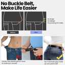 AZY No Buckle Elastic Belt for Women, Invisible Stretch Belt for Jeans and Pants, Buckle-Free Flat Belt No Bulge, Easy Bathroom Use, Adjustable Waist Belt