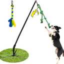 Outdoor Dog Toy,Tug of War Dog Toy for Self Play Interactive Tether Pull Toy for Park,Yard, Lawn Rope Toys for Medium and Large Dogs to Keep Them Busy