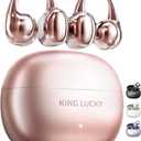 King Lucky Clip on Earbuds Open Ear Wireless Bluetooth 5.4 Headphones with Mic,50H Play,Noise Cancelling,Waterproof,Sports Ear Buds,Comfortable for Small Ears & Glasses Wearers,Workouts (Pink)