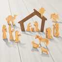 Wooden Nativity Set  Nativity sets & figures | Xmas nativity set  christian christmas decor  Christmas Dcor 2025  Natural Solid Wood Tabletop  Xmas christian set (Risen)