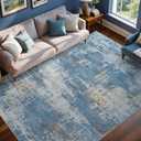 9x12 Ft Extra Large Washable Area Rugs for Living Room, Soft Non-Slip Modern Abstract Print Pattern Carpet for Bedroom Indoor Floor Nursery Home Decor (Blue/Gold)