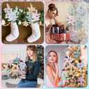 6 Pcs Candy Land Christmas Decorations 13.8'' Pastel Candy Christmas Tree Picks and Sprays Pastel Poinsettia Leaves Stem Pink Yellow Green Blue Macaron Tree Toppers for Wreath Garland Vase