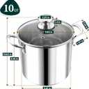 P&P CHEF 10 Quart Stock Pot with Lid, 10 Qt Large Stainless Steel Stockpot