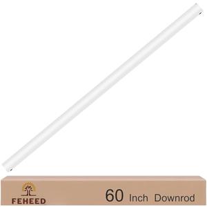 60 Inch Ceiling Fan Downrod, 1" Diameter White Ceiling Fan Extension Rod (No Threads),Universal Down Rods for Ceiling Fans,Easy Installation