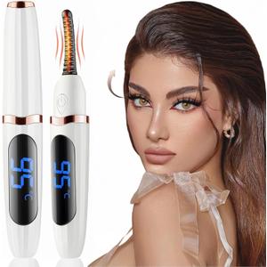 Heated Eyelash Curler - Heated Lash Curler Electric Eyelash Curler 3 Temp Settings for Makeup Tools for Achieving A Natural Curl and Long Lasting Eyelashes, Designed for Women, White