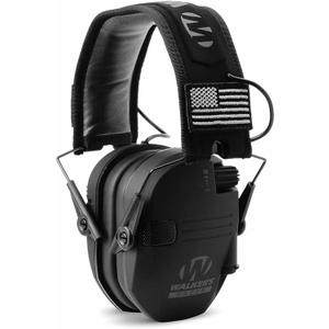 Walker's Razor Slim Ultra Low Profile Compact Design Adjustable Range Shooting Hunting Hearing Protection Electronic Earmuffs Black