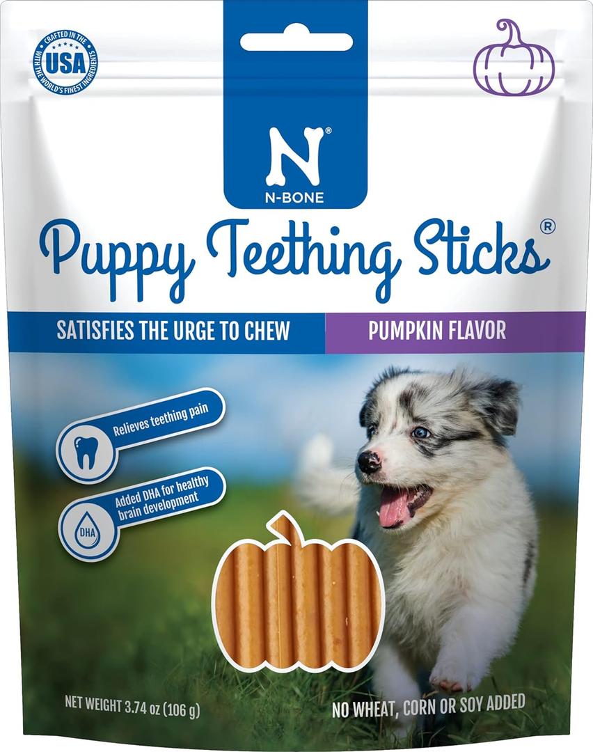 2 x N-Bone Puppy Teething Sticks Pumpkin Flavor, 3.74-oz Bag (EXP 12/05/27)