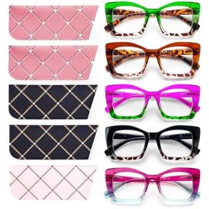 fadbon Oversized Square Reading Glasse for Women,Blue Light Blocking Oprah Style Large Frame Computer Readers Spring Hinge, +2,75