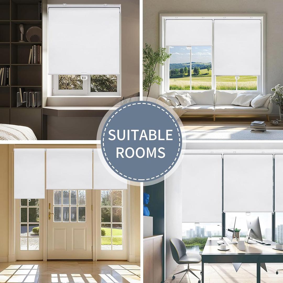 Cordless Blackout Window Roller Shades, Pull Down Spring System Indoor Blinds, Room Darkening Waterproof UV Protection Thermal Insulated Fabric for Home and Office (Reverse Roll White,46" W x 72" H) Cordless Blackout Window Roller Shades, Pull Down Spring System Indoor Blinds, Room Darkening Waterproof UV Protection Thermal Insulated Fabric for Home and Office (Reverse Roll White,46" W x 72" H)