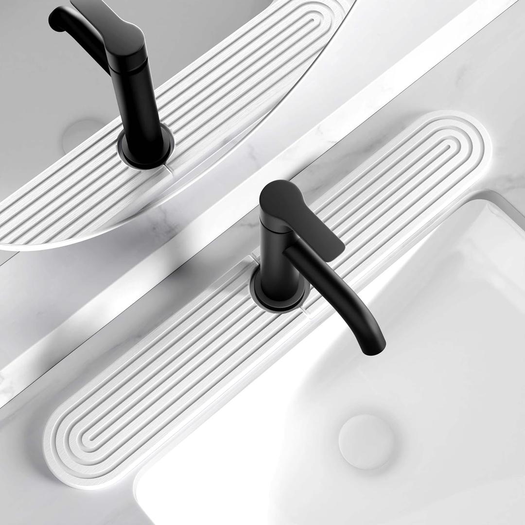 Kitchen Faucet Mat - Diatomite Splash Guard for Sink, Quick-Drying Water Absorbing Stone Tray [Light Grey, 23.6" x 3.9"]