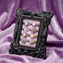 Liliaafar Vintage Ring Holder Rectangle Black Ring Wedding Display Suede Jewelry Box Stand Frame Earring Tray Anniversary Engagement Baroque Organizer Photograph Prop for Women Birthday Christmas Gift