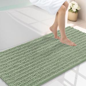 Smiry Bathroom Rugs Mat 47x24, Extra Soft Absorbent Chenille Bath Rugs, Non Slip Rubber Backing Machine Washable Quick Dry Bath Mats for Bathroom Floor, Tub, Shower, Home Decor Accessories, Sage Green
