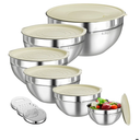 Mixing Bowls with Lids Set, 6 PCS Stainless Steel Mixing Bowls with 3 Grater Attachments, Kitchen Food Storage Organizers Nesting Mixing Bowl, Large Size 4.5, 3.5, 2.1, 1.5, 1.1, 0.7QT