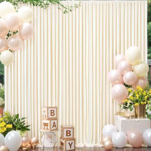 Champagne Backdrop Curtain for Parties Wedding Baby Shower Wrinkle Free Photo Curtains Backdrop Drapes Fabric Decoration for Bridal Shower 5ft x 7ft,2 Panels (10FTx7FT (W5'xH7', 2 Panels))