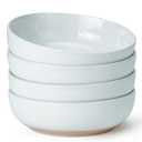 Metflavor Pasta Bowls Set of 8, 34oz Speckled Ceramic Bowls Set for Serving Salad, Pasta, Soup, Dinner, 8" Wide and Deep Bowls, Dishwasher & Microwave Safe, Matte Terracotta Base (Gray White)