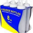 New Star Foodservice 8 oz Clear Squeeze Bottle, Regular Mouth, Pack of 6