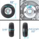 AR-PRO (4-Pack) 10-Inch Solid Rubber Tire Wheels - Replacement 4.10/3.50-4" Flat Free Tire with 5/8" Bearings, 2.2" Offset Hub - Perfect for Lawn Garden Cart, Hand Truck, Wheelbarrow, Utility Cart