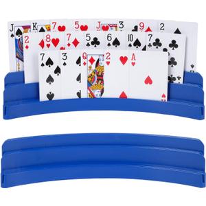 2 Pack Three-Layer Design Playing Cards HoldersPlaying Card Holder for Kids Adults Hands Free Card Holder for Family Card Game Nights Poker Parties (Blue-black(2pack))
