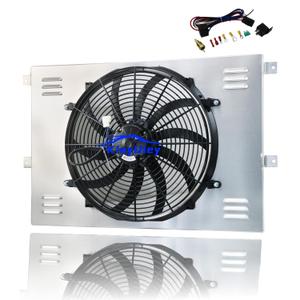 Aluminum Shroud Fan Relay Compatible for 1971-1979 Dodge B/D/W 100 200 300 Series Pickup Van Ramcharger V8 Radiators Shroud Fan + Thermostat Relay Kit # CC889 16" 120W