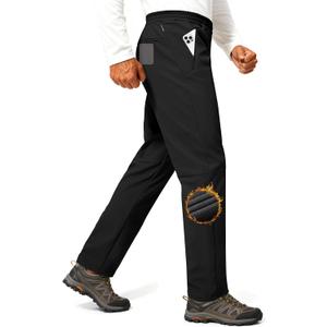 FREE SOLDIER Men's Fleece Lined Winter Pants Waterproof Warm Sweatpants Athletic Thermal Pants (38W x 30L, Black)