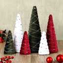 6 Pcs 12" 10" 6" Velvet Christmas Cone Tree Decorations Christmas Flocked Table Centerpieces Decor Farmhouse Tiered Tray Foam Ornaments Xmas Tree for Home Holiday Entryway Tabletop Centerpiece Decor (Classic)