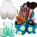 Resin Molds Silicone Storage Box Mold, Unique Makeup Organizer Trinket Container Epoxy Mold with 3 Slots, Pen Brush Holder Mould, Resin Clay Craft Making Home Ornament