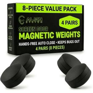 Magnetic Screen Weights for Wind - 4 Pairs Heavy Duty Screen Door Magnets - Each Pair Weighs 3 oz (Total 12) - Silicone Wrapped Outdoor Curtain Weights - Made of Neodymium, up to 10x Stronger Grip
