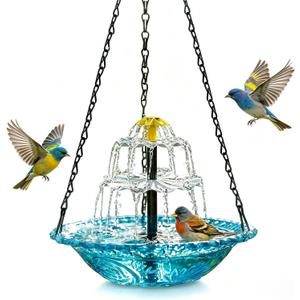 Solar Cascade Hanging Bird Bath Fountain 2026, Outdoor Large Humming Birds Hanging Water Fountains, Solar Powered Baths with Shower Bowl for Outdoors Garden Patio Backyard Lawn Decor (Blue)