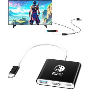 Switch Dock for Nintendo Switch & OLED, Switch Docking Station for TV, Nintendo Switch Base Accessories, Portable Switch Travel Dock, USB C to HDMI Adapter for Steam Deck/MacBook/Laptop, Black
