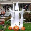 Bencailor 4.8 Ft Halloween Ghost Inflatable Outdoor Decorations Bow up Ghost with Pumpkin Built in LED Lights for Halloween Yard Lawn Garden Home Decor