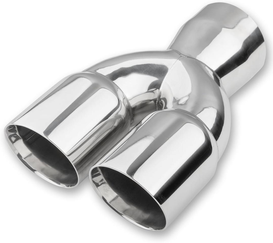Vurkcy 3 inch Exhaust Y Pipe, 3" Single to 3" Dual Exhaust Adapter Connector, 9.5" Overall Length, Universal 3 Inch Y Tail Pipe, Weld-on, Silvery