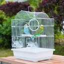 Small Bird Travel Cage-Lightweight Small Birds Starter Kit with Birdcages and Accessories Great for Parakeets Lovebirds Parrotlets Finches Canaries Removable Plastic Tray Include (White11.8"L x 9"W x 15.3"H)