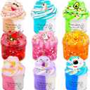 9 Pack Slime Kit, with 6 Butter Slime and 3 Jelly Cube Crunchy Slime, Soft & Non-Sticky, for Girls and Boys Family Toy, Party Favors, Stress Relief Toys